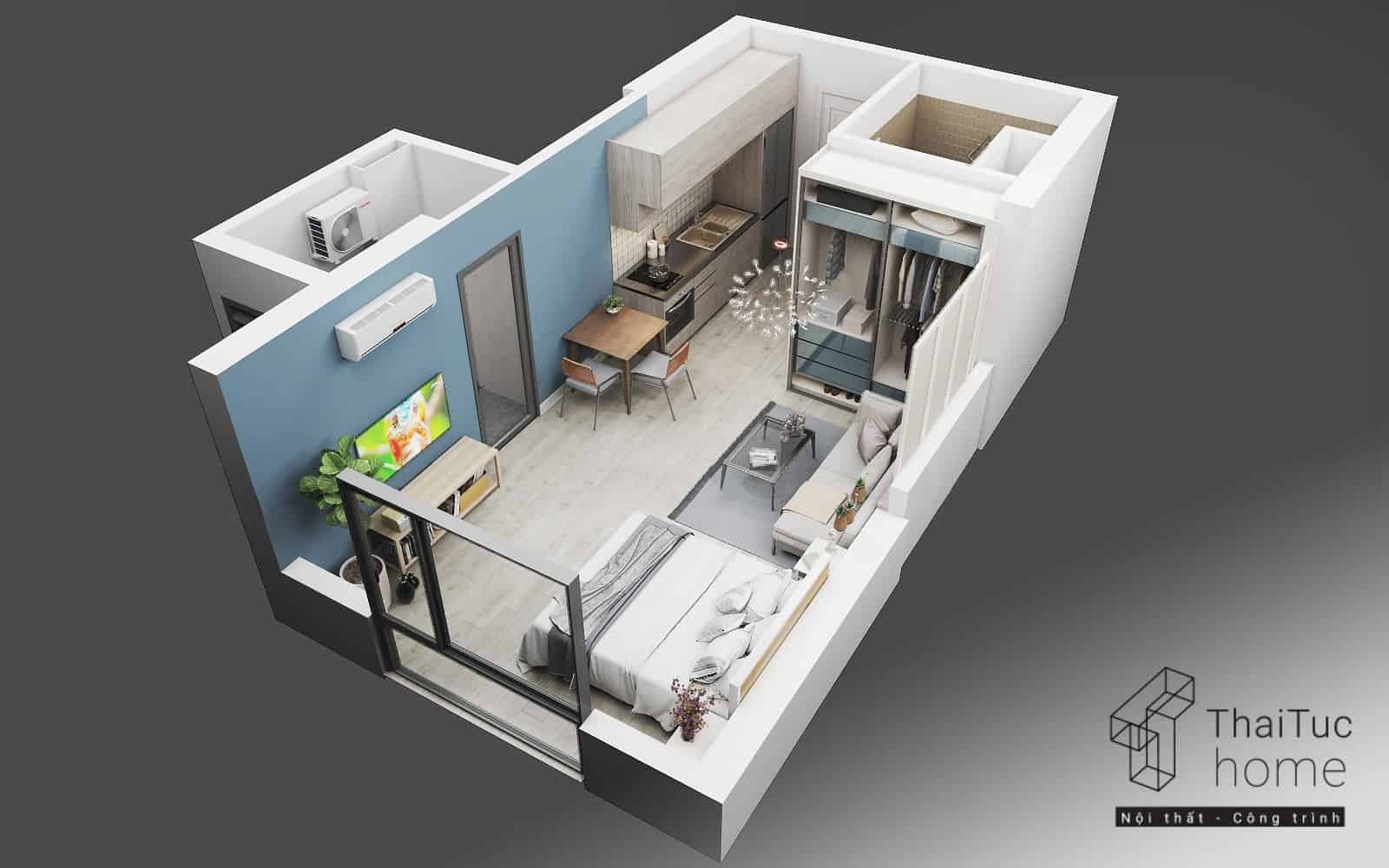 Thiết kế nội thất căn hộ Studio Vinhomes Grand Park